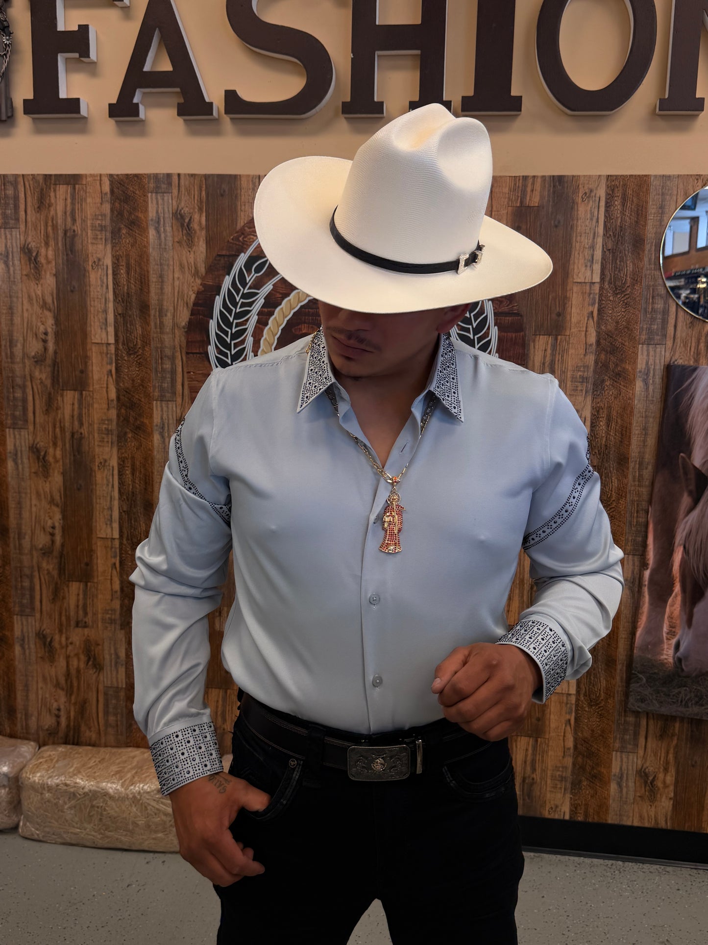 Men western shirt grey