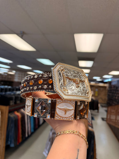 Men western belts Brown