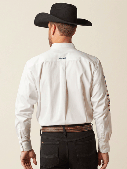 Ariat Team Logo Twill LS Classic Fit White Shirt