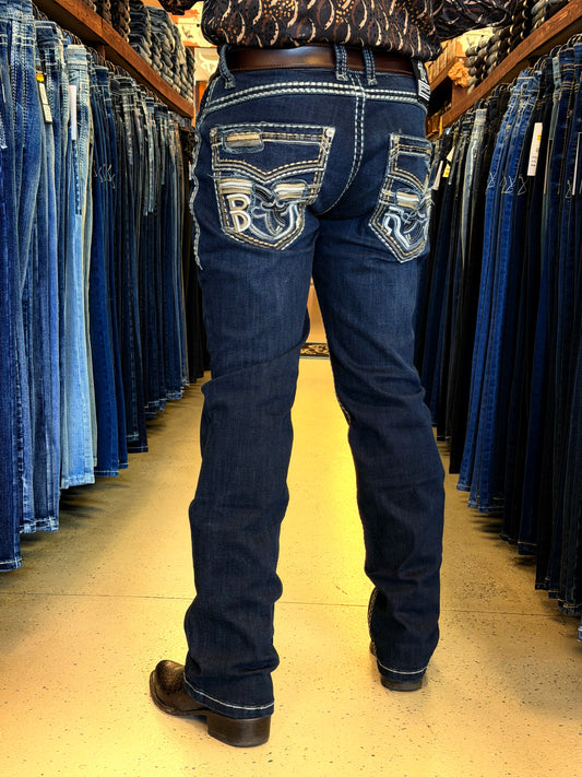 Men western jeans Dark Blue