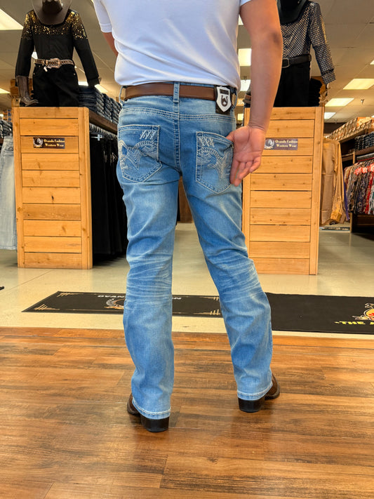 Men western Jeans light blue