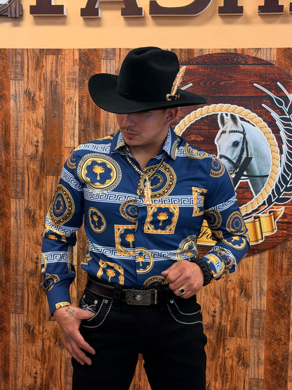 Men western shirt blue
