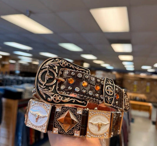 Men western belts brown