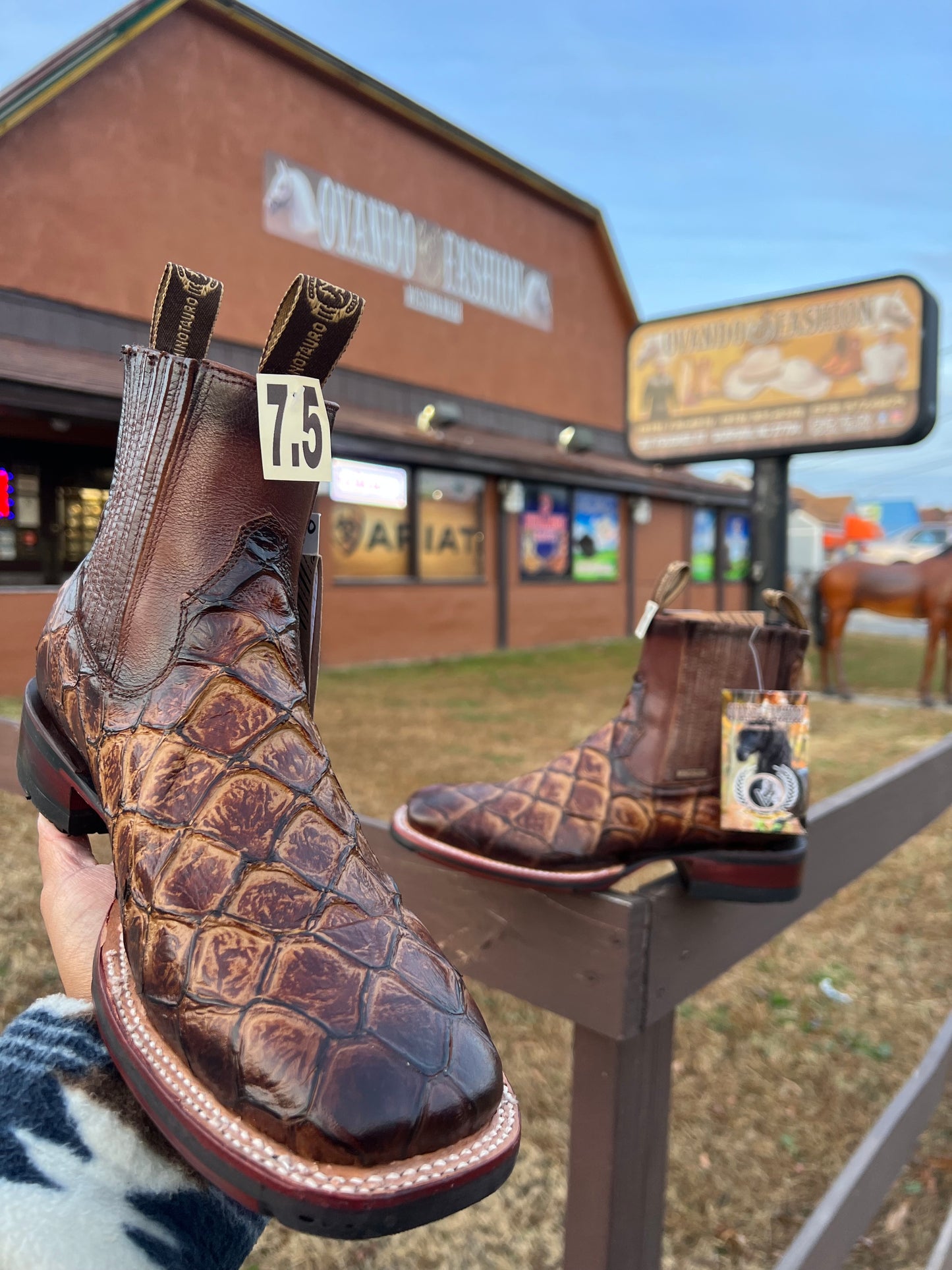 Botin Rodeo Pirarucu Maple Square Toe With Jumper Sole