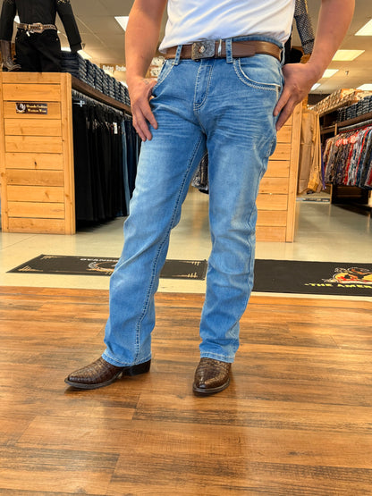 Men western Jeans light blue