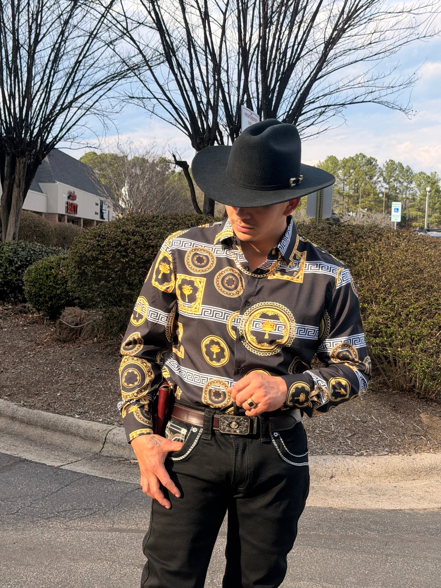 Men western shirt black
