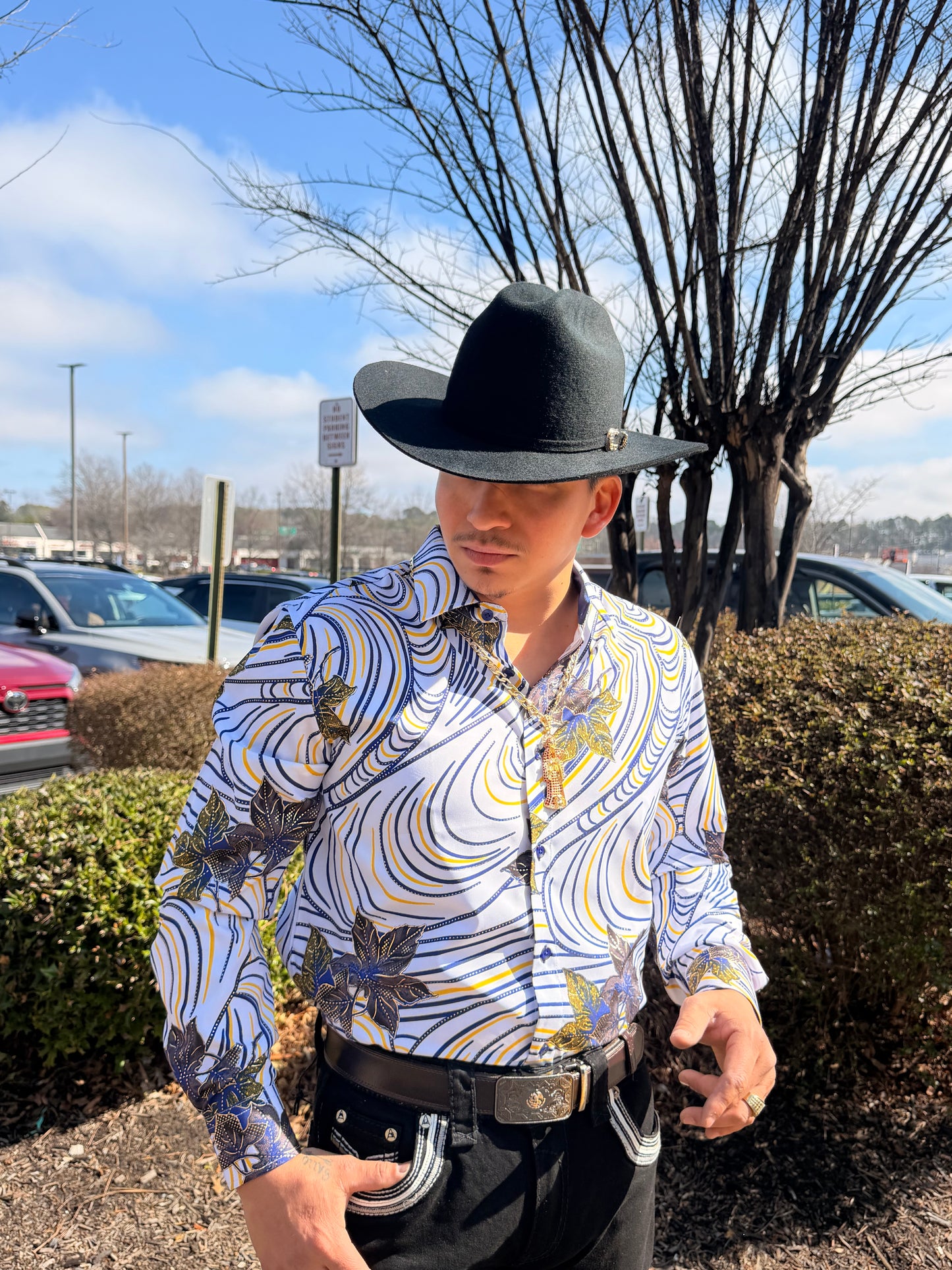 Men western shirt white