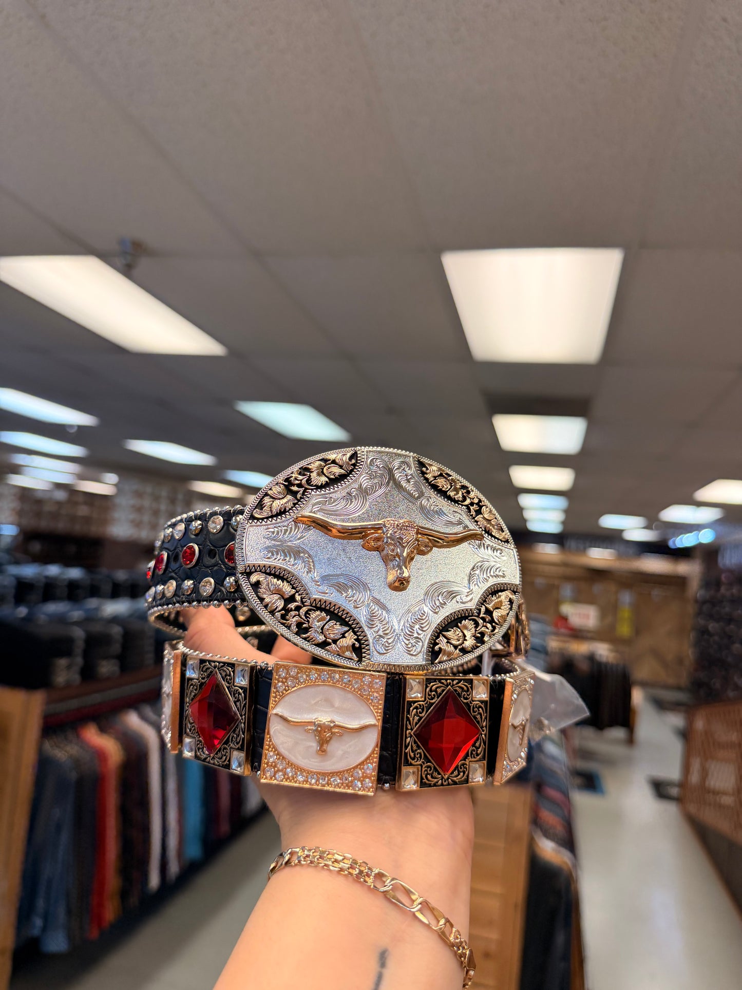 Men western belt Red