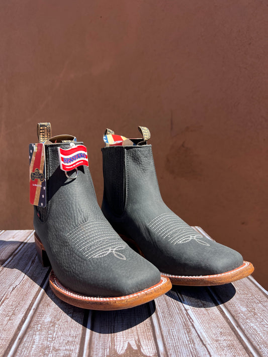 Botin Rodeo Black Rhino Square Toe With Leather Sole