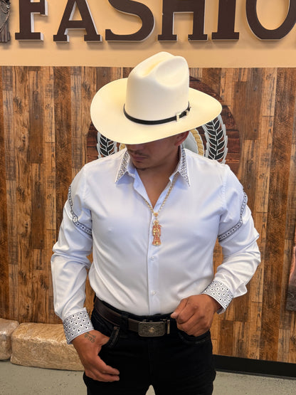 Men western shirt white