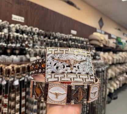 Men western belts brown with buckle