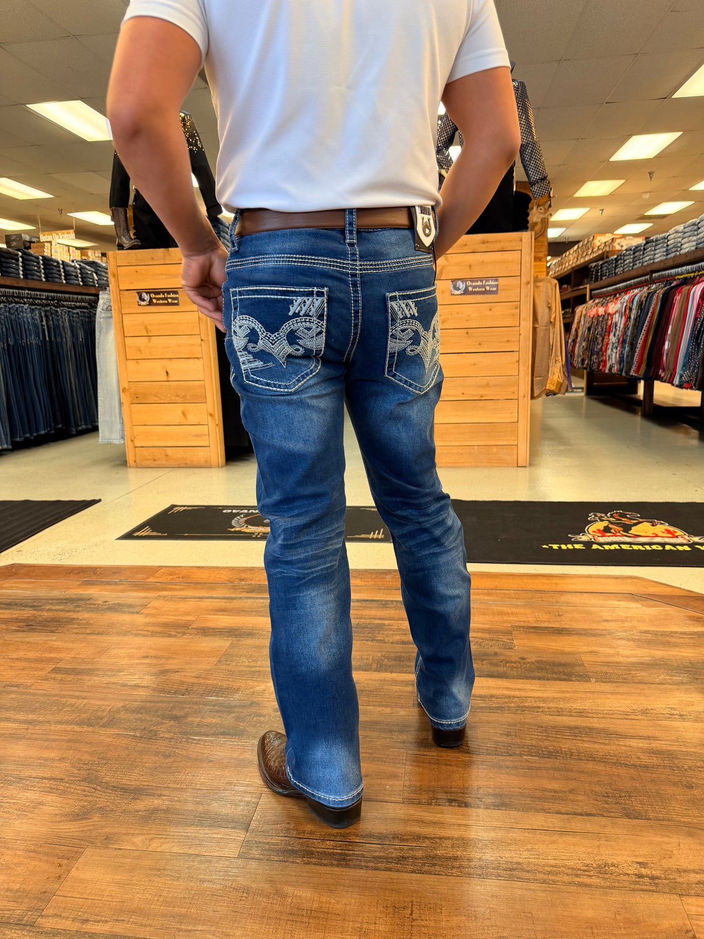 Men western jeans blue
