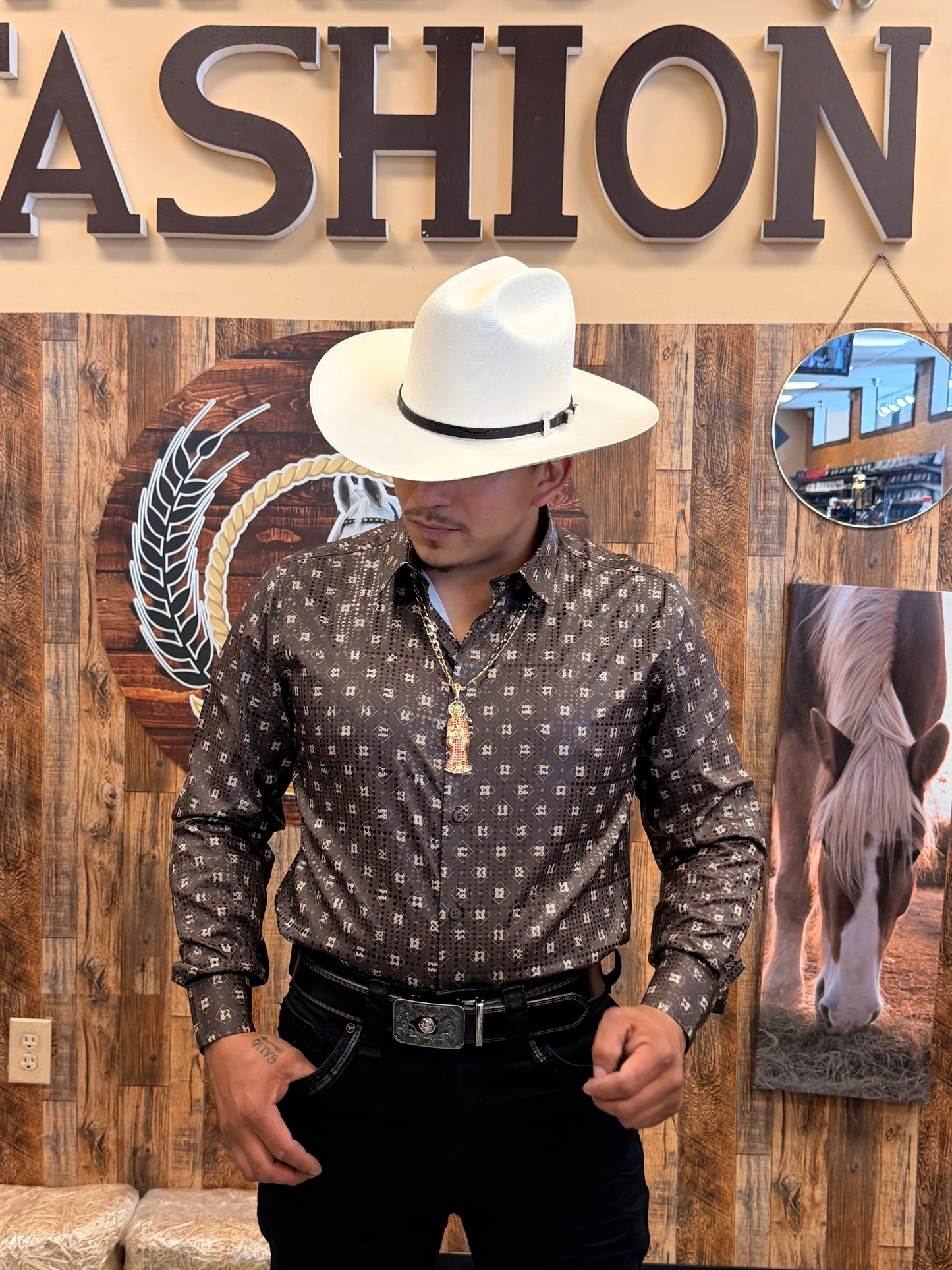 Men western shirt brown