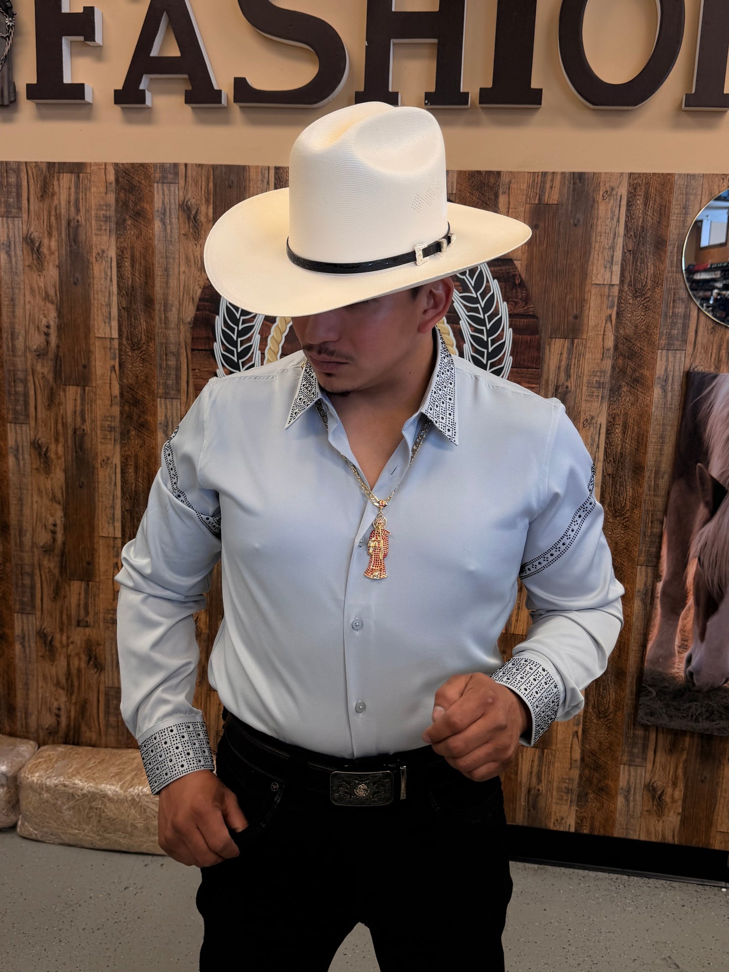 Men western shirt grey