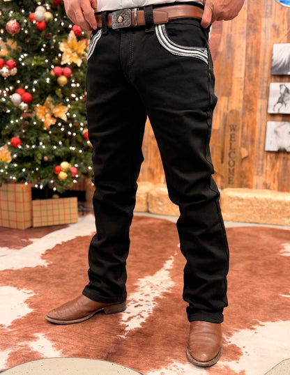 Men western jeans black