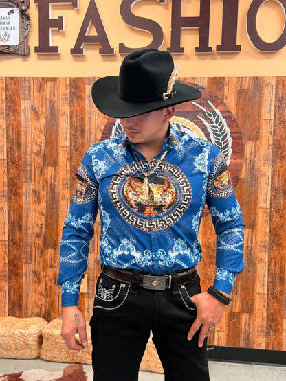 Men Wester shirt blue