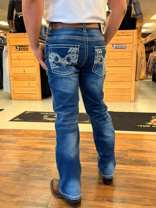 Men western jeans blue