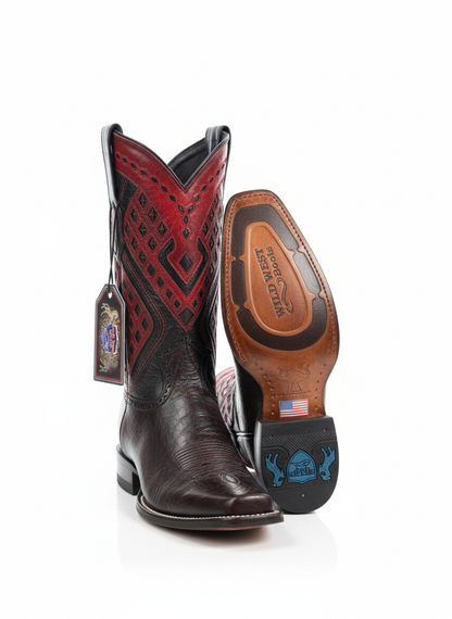 Men boots Narrow Saqueare Toe Black cherry