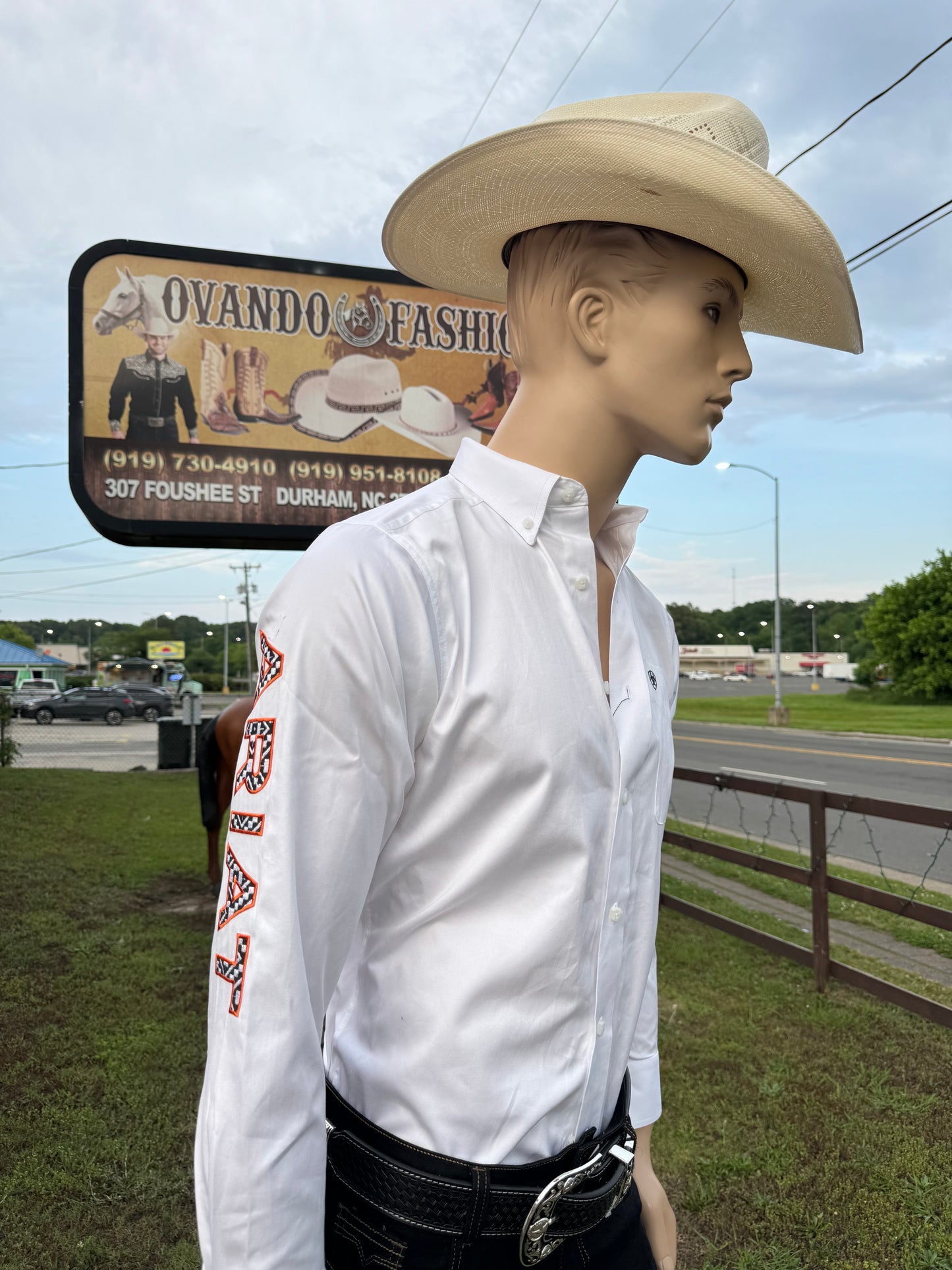 Ariat Team Logo Twill LS Classic Fit White Shirt