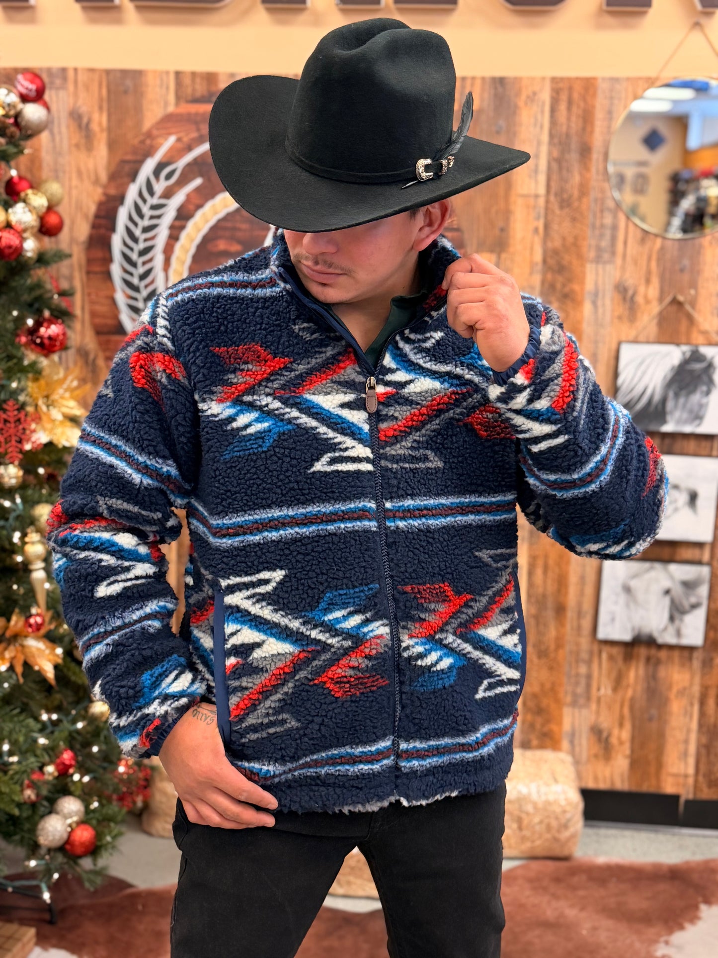 Chamarra Ariat New Mexico Navy de Forro Polar Chimayo para Hombre