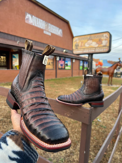 Botin Rodeo Lomo De Caiman Cafe Square Toe With Jumper Sole