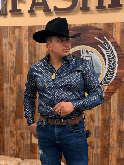 Men western shirt blue