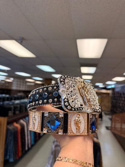 Men western belts San Judas Blue..