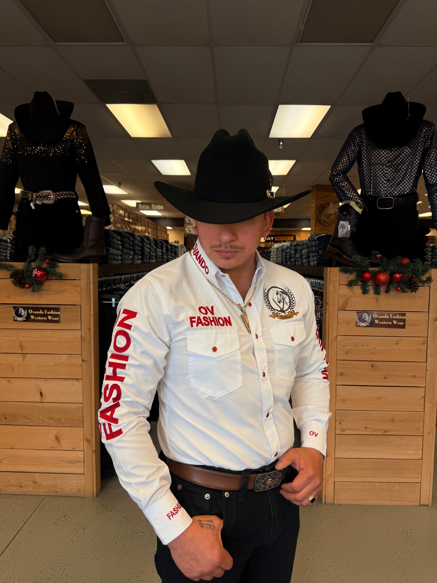 Hombre OV Moda Blanco con Rojo