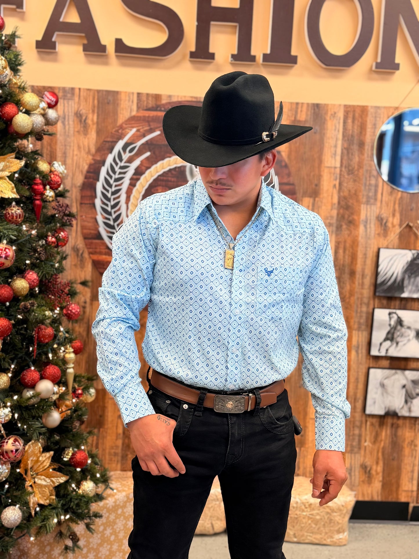Men western shirt printed stretch