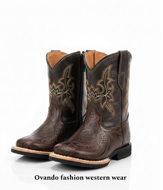 Baby boots brown cincelada