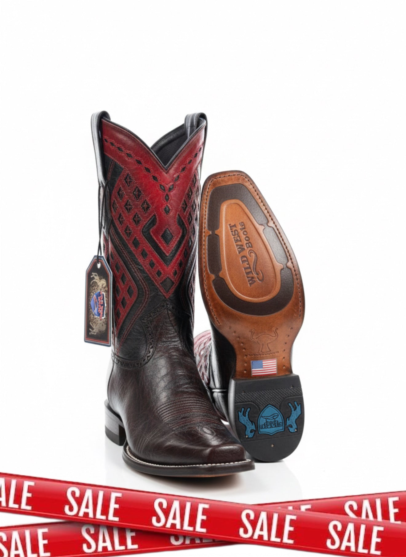Men boots Narrow Saqueare Toe Black cherry