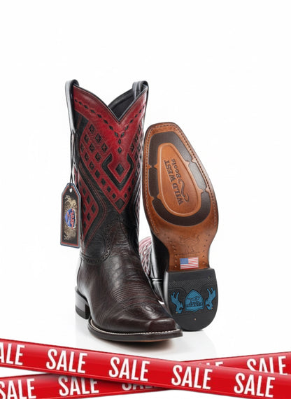 Men boots Narrow Saqueare Toe Black cherry