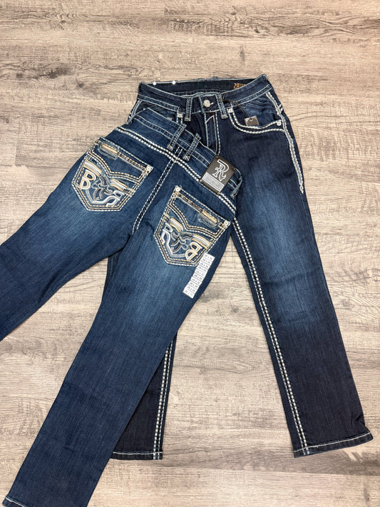Men western jeans Dark Blue