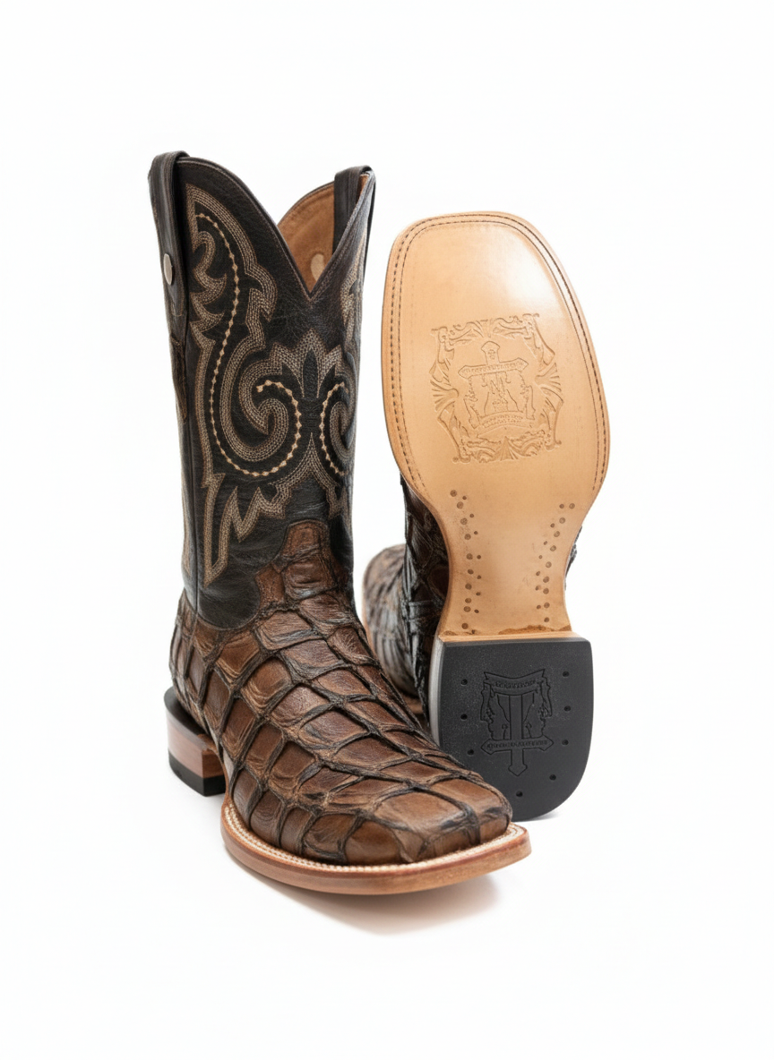 Men western boots brown rodeo