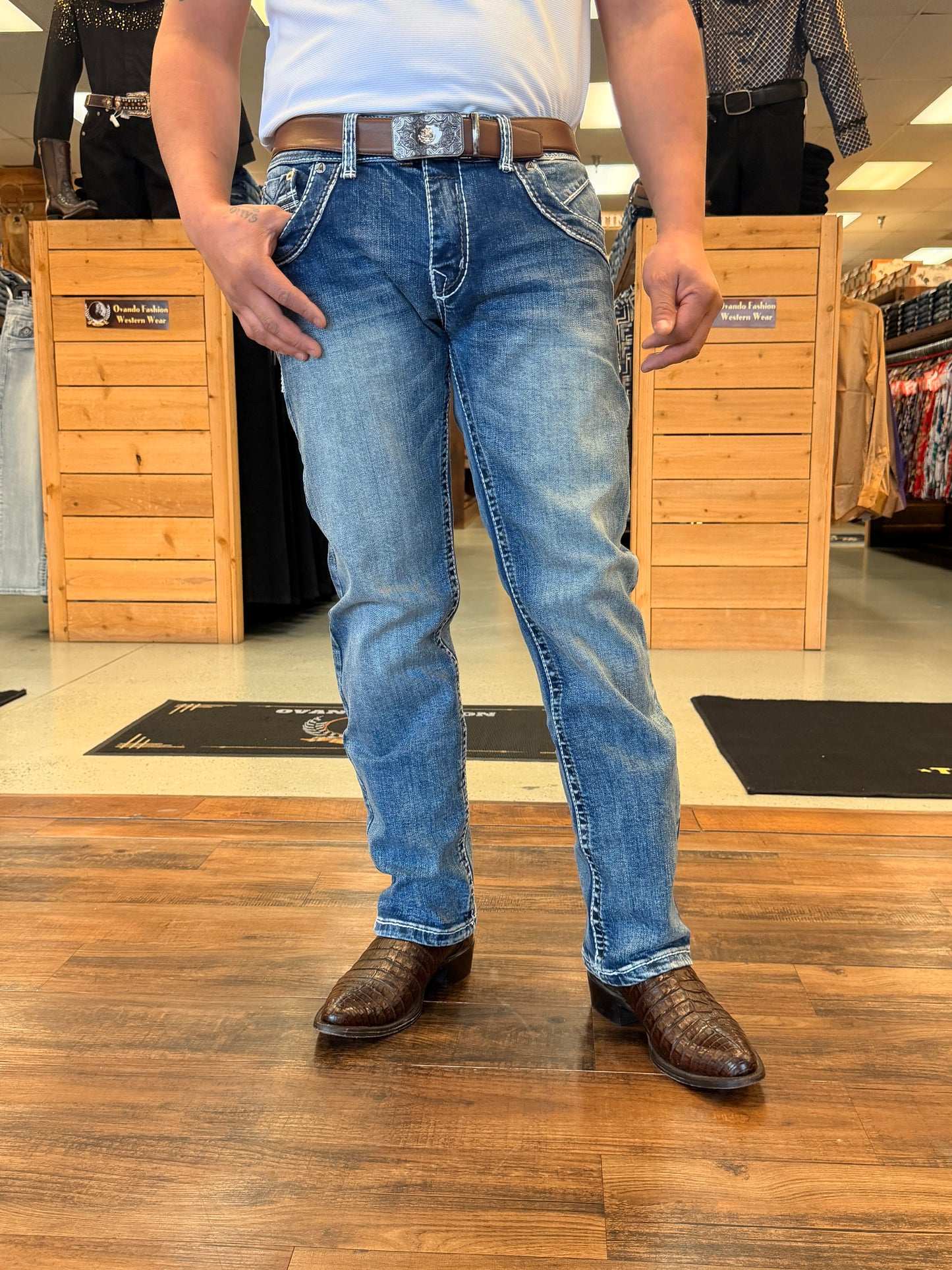 Men western Jeans blue