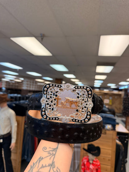 Men western belts Black with buckle