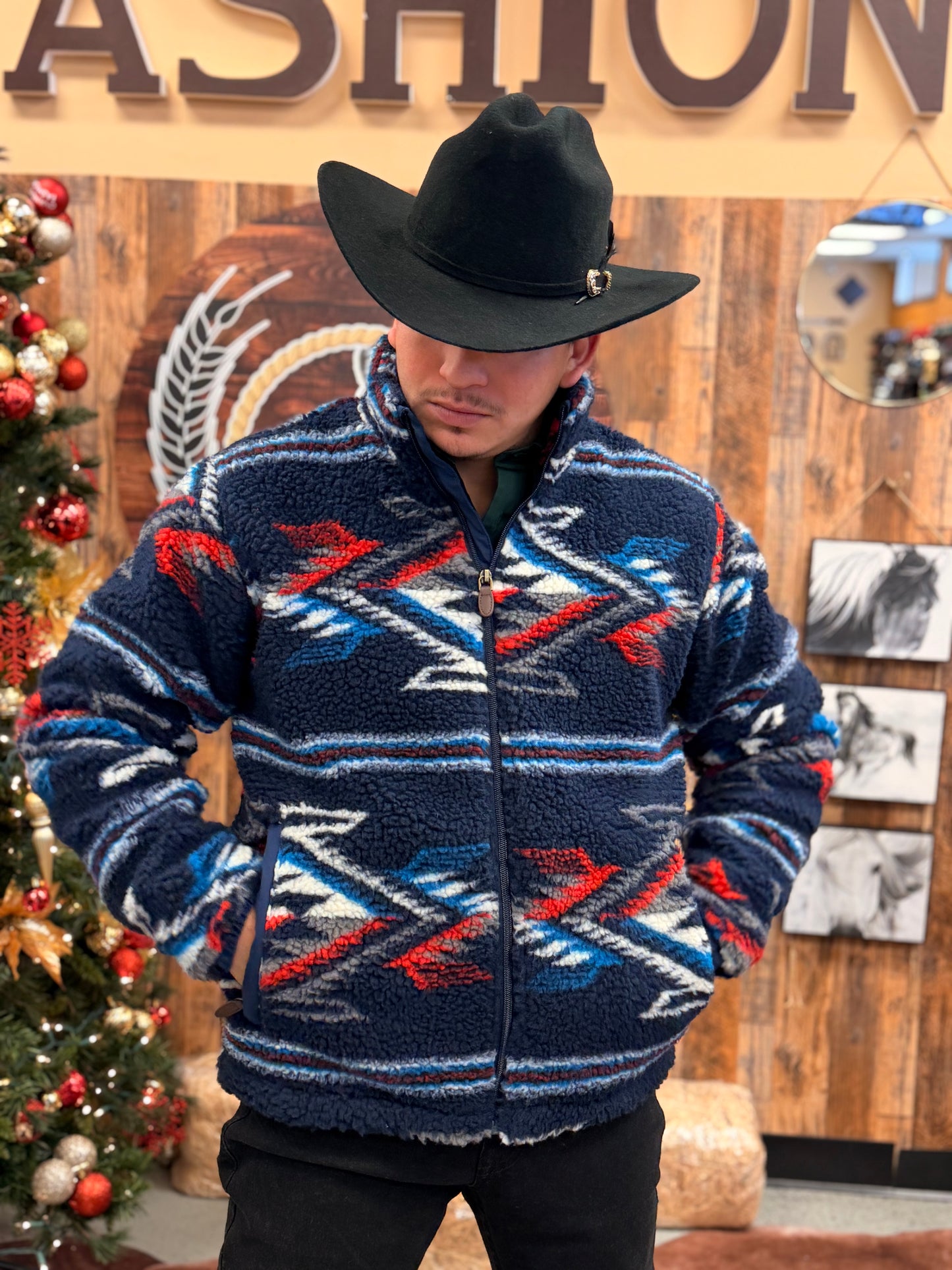 Chamarra Ariat New Mexico Navy de Forro Polar Chimayo para Hombre