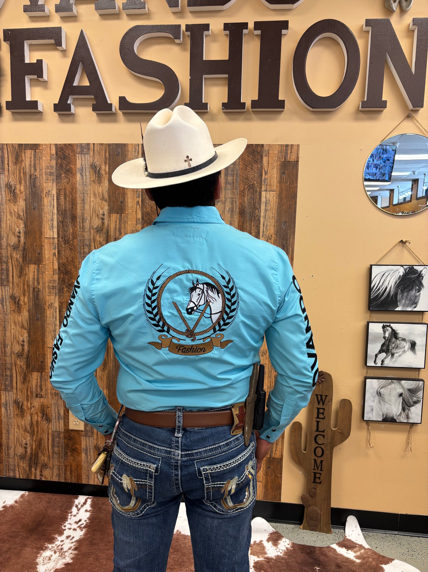 OV Fashion para hombre azul celeste con negro