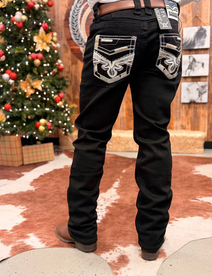 Men western jeans black
