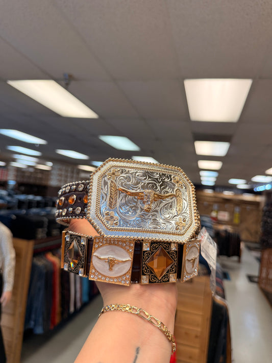 Men western belts Brown