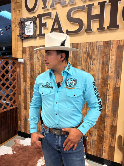 OV Fashion para hombre azul celeste con negro