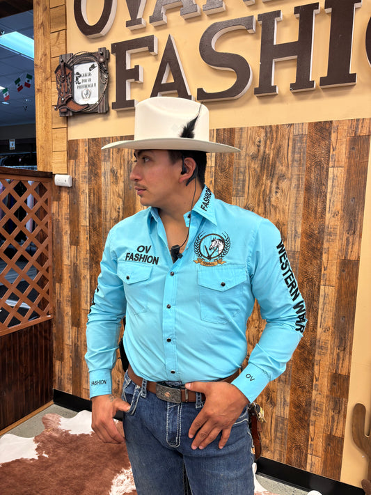 OV Fashion para hombre azul celeste con negro