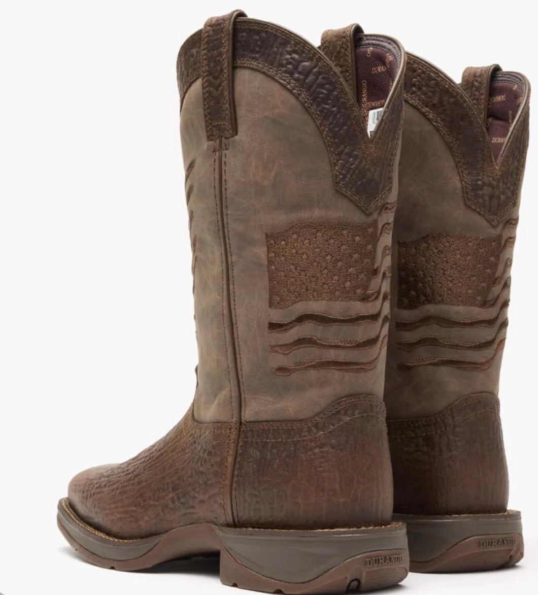 REBEL BY DURANGO® BROWN DISTRESSED FLAG EMBROIDERY WESTERN BOOT