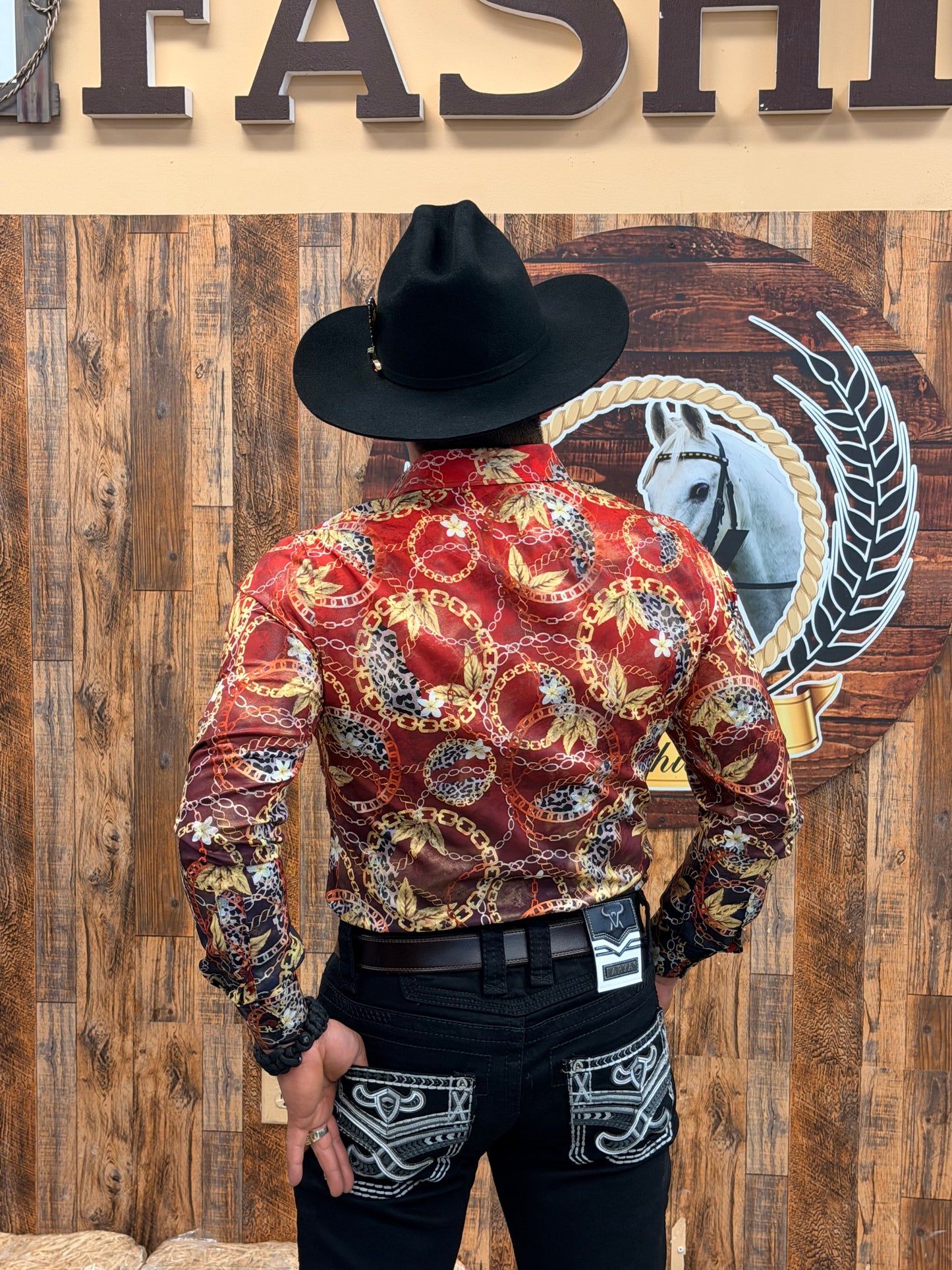 Men Wester shirt red