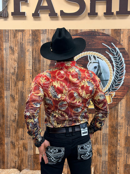 Men Wester shirt red