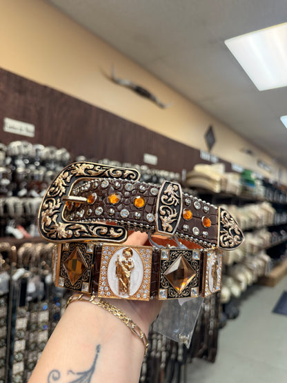 Men western belts brown San Judas