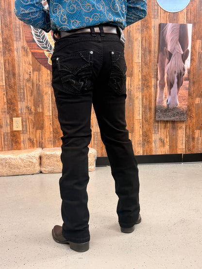 Men western jeans black