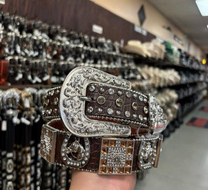 Men western belts brown