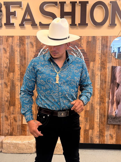 Men Wester shirt blue