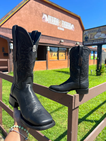 Botas Galope Negras con Punta Cuadrada Ancha para Hombre con Suela Híbrida